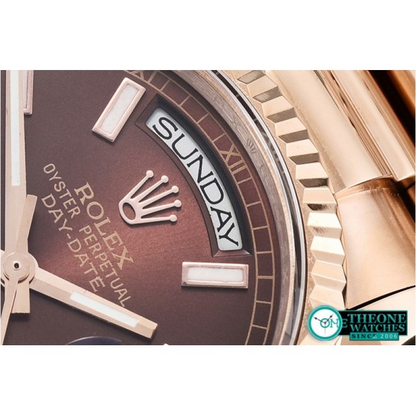 Rolex - DayDate 36mm Flt RG/RG Brown Thick Stk BP Swiss 2836