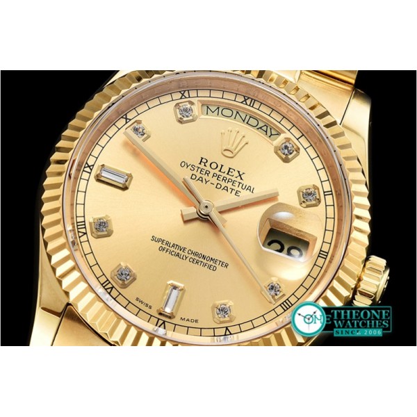 Rolex - DayDate 36mm Flt YG/YG Wrap Gold Diam BP Swiss 2836