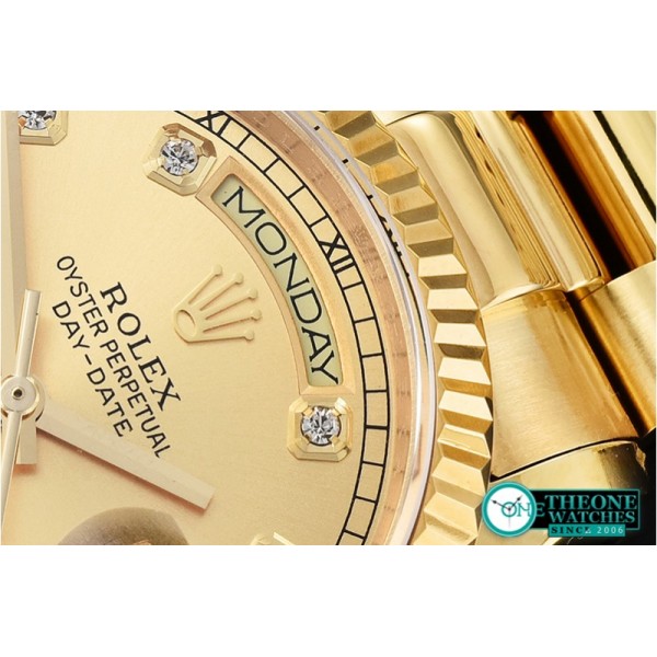 Rolex - DayDate 36mm Flt YG/YG Wrap Gold Diam BP Swiss 2836