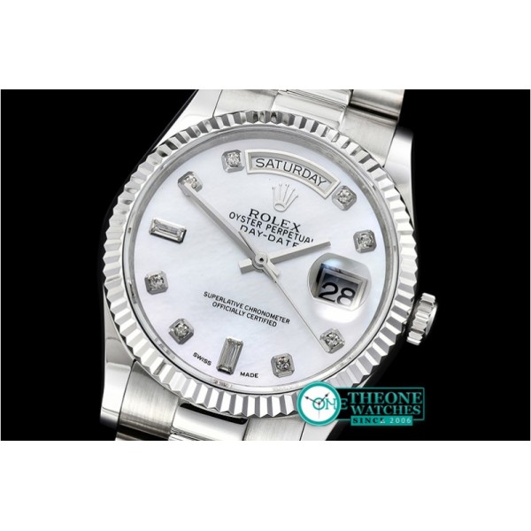 Rolex - DayDate 36mm Flt SS/SS White MOP Diam BP Swiss 2836