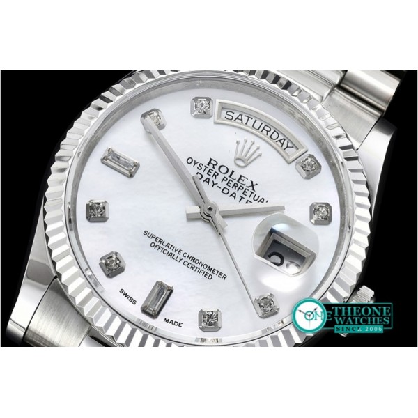 Rolex - DayDate 36mm Flt SS/SS White MOP Diam BP Swiss 2836