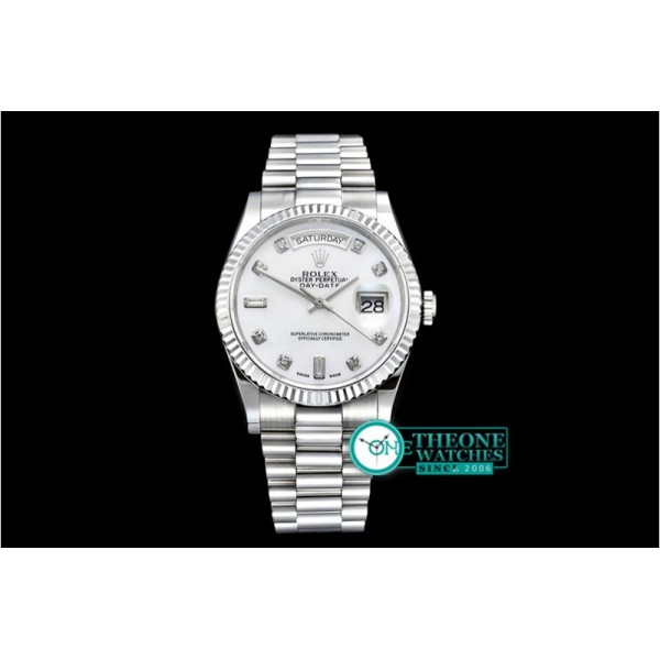 Rolex - DayDate 36mm Flt SS/SS White MOP Diam BP Swiss 2836