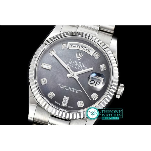 Rolex - DayDate 36mm Flt SS/SS Black MOP Diam BP Swiss 2836