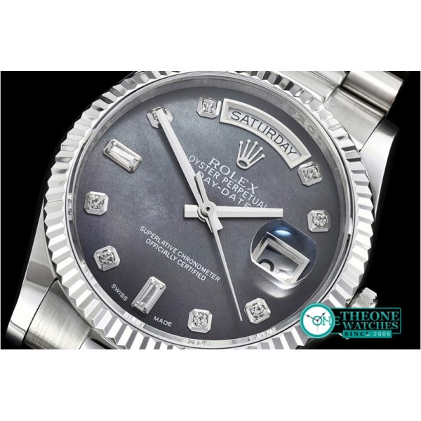 Rolex - DayDate 36mm Flt SS/SS Black MOP Diam BP Swiss 2836