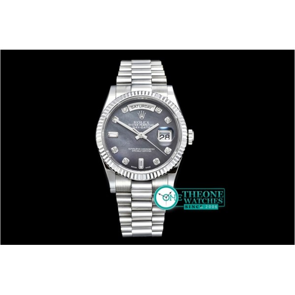 Rolex - DayDate 36mm Flt SS/SS Black MOP Diam BP Swiss 2836