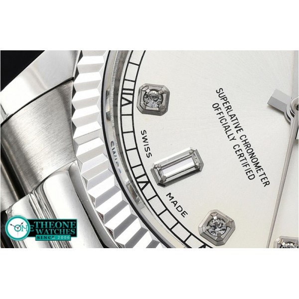 Rolex - DayDate 36mm Flt SS/SS Silver Wht Diam BP Swiss 2836