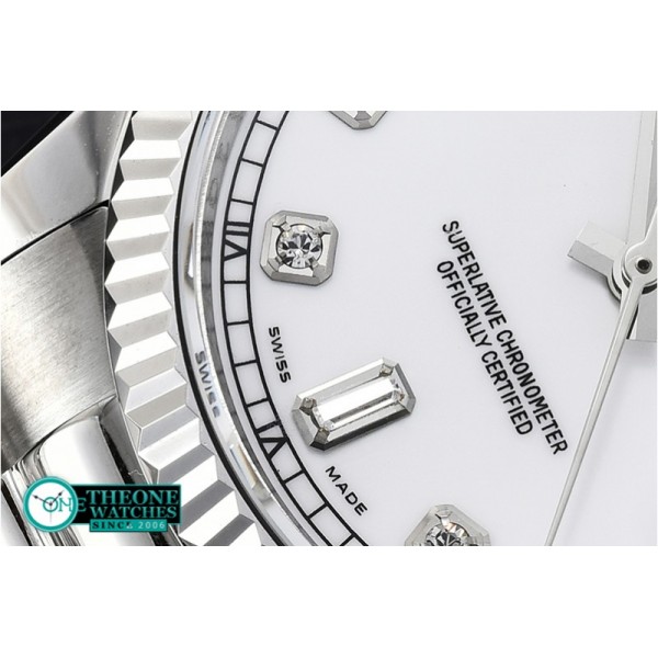 Rolex - DayDate 36mm Flt SS/SS Pearl White Diam BP Swiss 2836