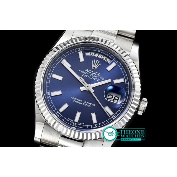 Rolex - DayDate 36mm Flt SS/SS Blue Stick BP Swiss 2836