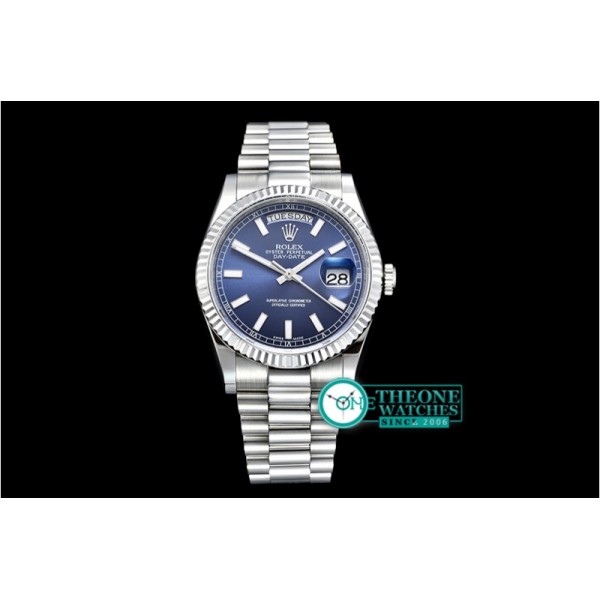 Rolex - DayDate 36mm Flt SS/SS Blue Stick BP Swiss 2836