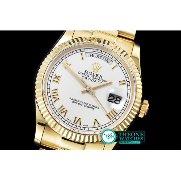 Rolex - DayDate 36mm Flt YG/YG White Roman Num BP Swiss 2836