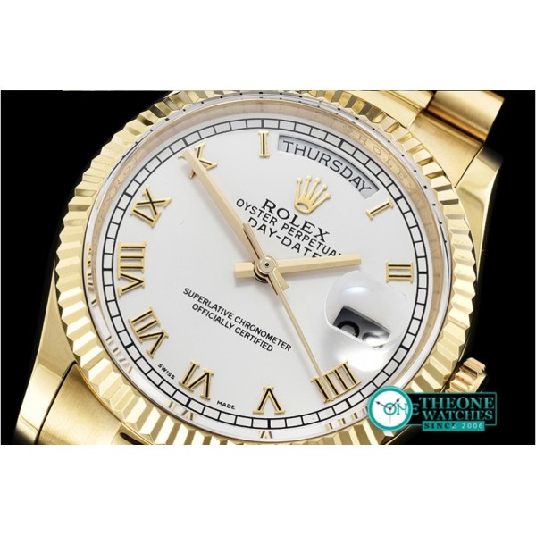 Rolex - DayDate 36mm Flt YG/YG White Roman Num BP Swiss 2836