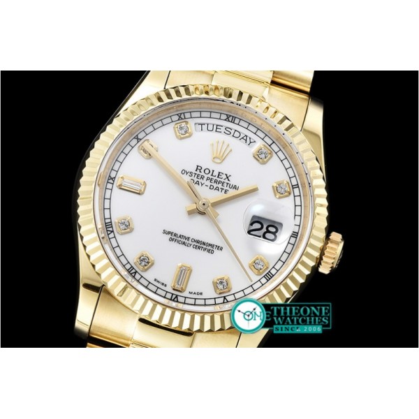 Rolex - DayDate 36mm Flt YG/YG White Diam BP Swiss 2836