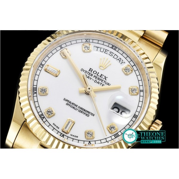 Rolex - DayDate 36mm Flt YG/YG White Diam BP Swiss 2836