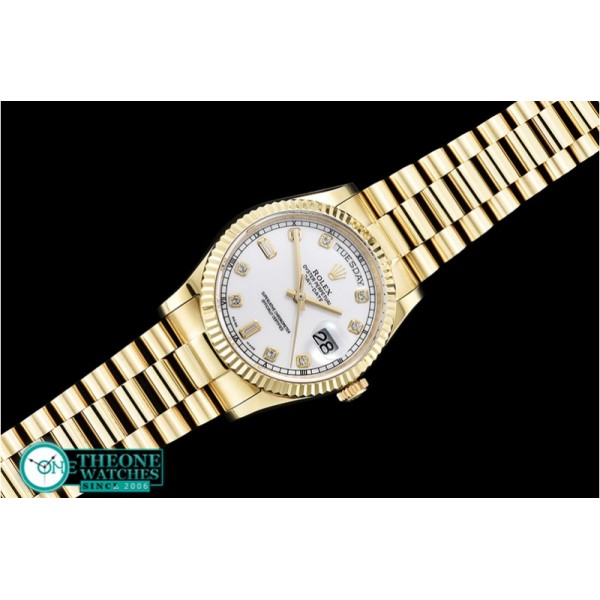 Rolex - DayDate 36mm Flt YG/YG White Diam BP Swiss 2836