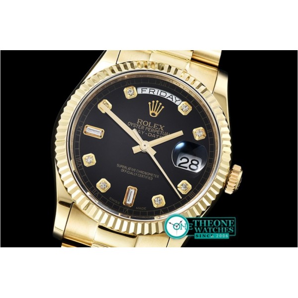 Rolex - DayDate 36mm Flt YG/YG Black Diam BP Swiss 2836