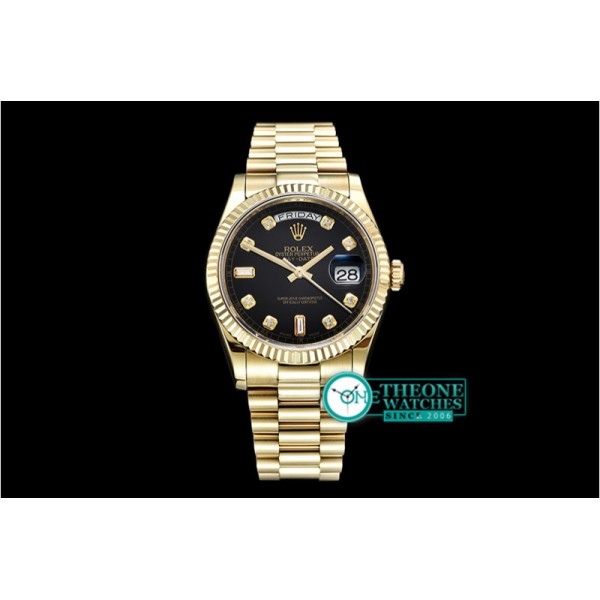 Rolex - DayDate 36mm Flt YG/YG Black Diam BP Swiss 2836