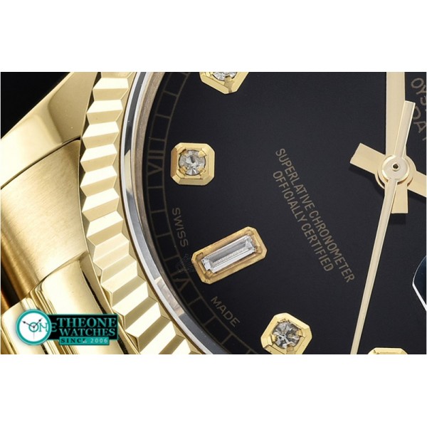 Rolex - DayDate 36mm Flt YG/YG Black Diam BP Swiss 2836