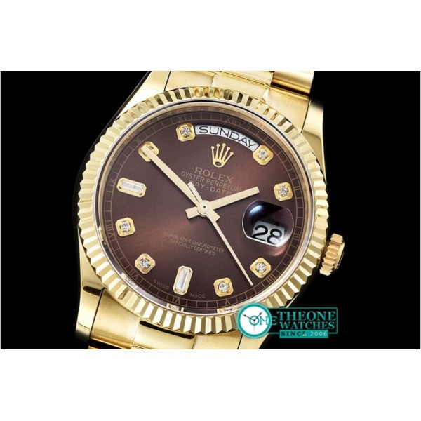 Rolex - DayDate 36mm Flt YG/YG Brown Diam BP Swiss 2836