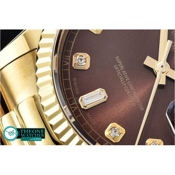 Rolex - DayDate 36mm Flt YG/YG Brown Diam BP Swiss 2836