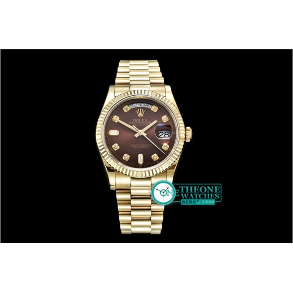 Rolex - DayDate 36mm Flt YG/YG Brown Diam BP Swiss 2836