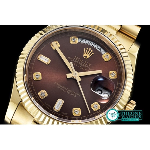 Rolex - DayDate 36mm Flt YG/YG Brown Diam BP Swiss 2836