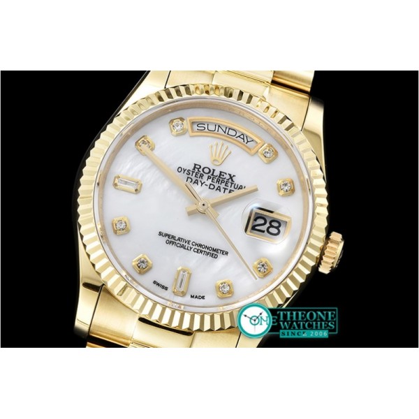 Rolex - DayDate 36mm Flt YG/YG White MOP Diam BP Swiss 2836