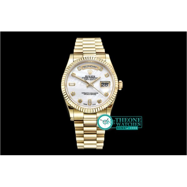 Rolex - DayDate 36mm Flt YG/YG White MOP Diam BP Swiss 2836