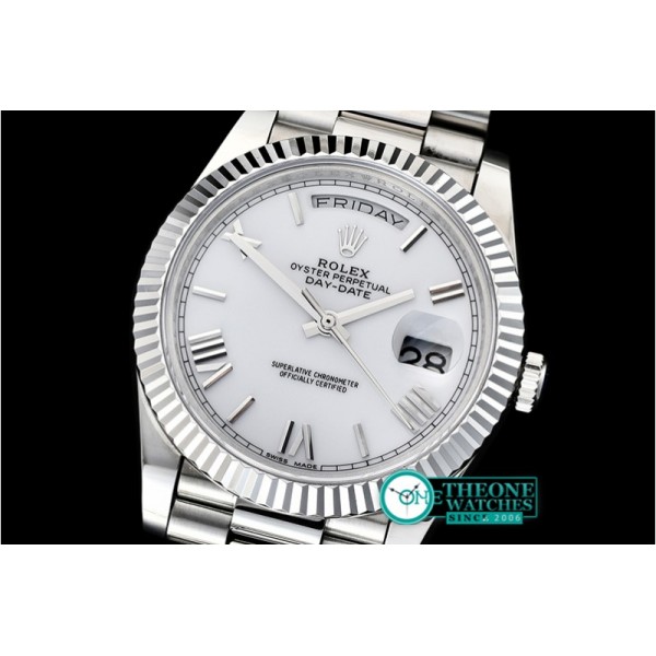 Rolex - DayDate 40mm Flt SS/SS Pearl Wht Roman BP Swiss 2836