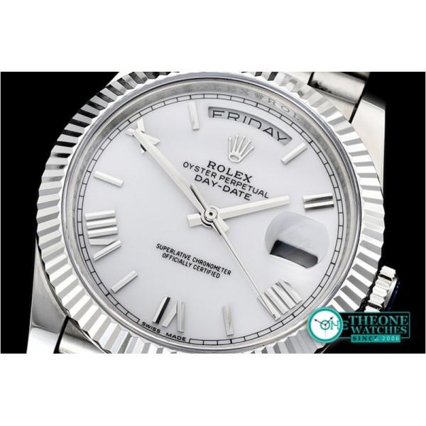 Rolex - DayDate 40mm Flt SS/SS Pearl Wht Roman BP Swiss 2836