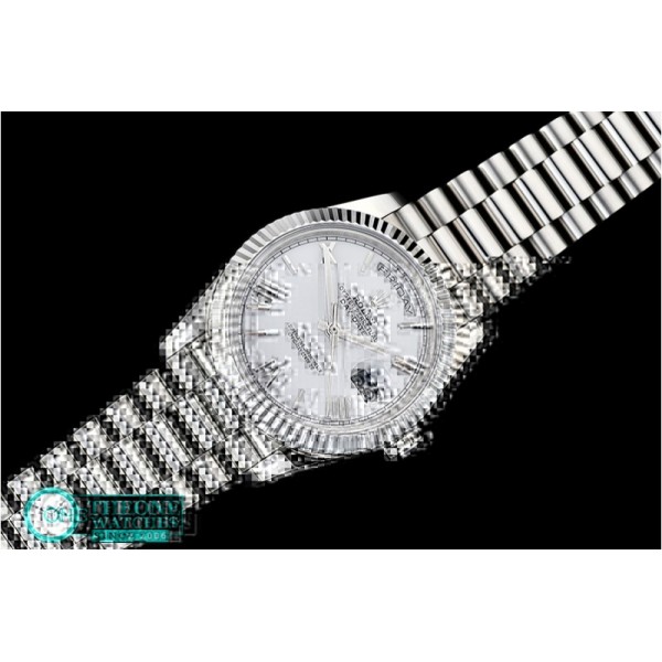 Rolex - DayDate 40mm Flt SS/SS Pearl Wht Roman BP Swiss 2836