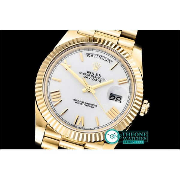 Rolex - DayDate 40mm Flt YG/YG Pearl Wht Roman BP Swiss 2836