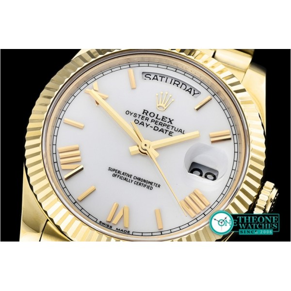 Rolex - DayDate 40mm Flt YG/YG Pearl Wht Roman BP Swiss 2836