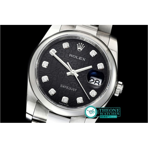 Rolex - DJ 36mm Oyst Dome SS/SS Black Anniv Diam DJF A3135