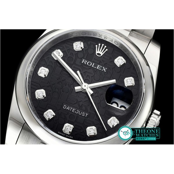 Rolex - DJ 36mm Oyst Dome SS/SS Black Anniv Diam DJF A3135