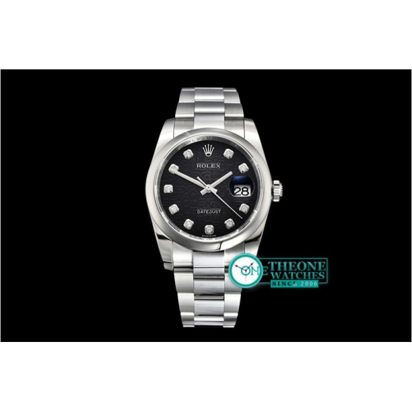 Rolex - DJ 36mm Oyst Dome SS/SS Black Anniv Diam DJF A3135