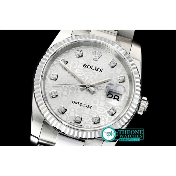 Rolex - DJ 36mm Oyst Fluted SS/SS Silver Anniv Diam DJF A3135