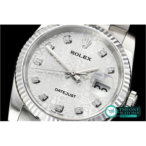 Rolex - DJ 36mm Oyst Fluted SS/SS Silver Anniv Diam DJF A3135