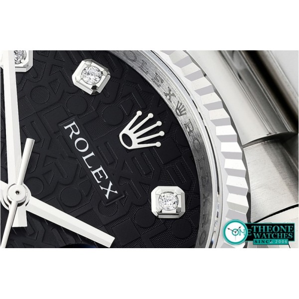 Rolex - DJ 36mm Oyst Fluted SS/SS Black Anniv Diam DJF A3135