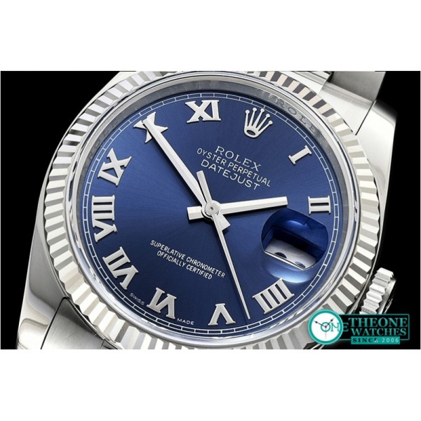 Rolex - DJ 36mm Oyst Fluted 904L SS/SS Blue Roman ARF A3135