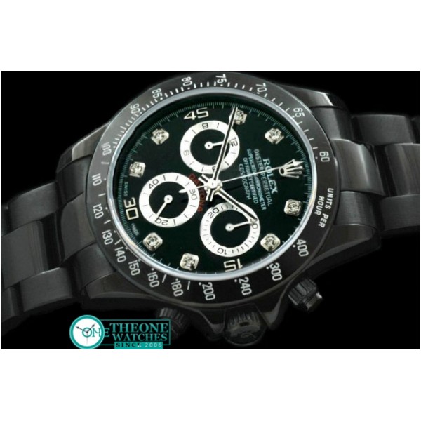 Rolex - PVD/PVD Black Diam Asia 7750 Running Secs @ 6.00