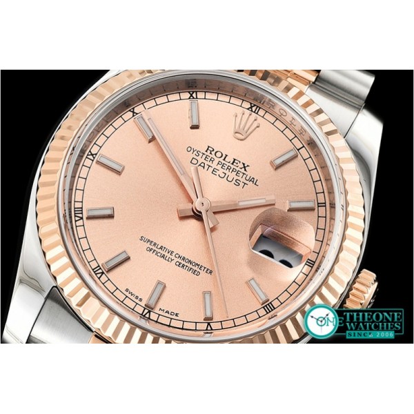 Rolex - Datejust 36mm Flt RG/SS Rose Gold/Stk ARF Asia SH3135