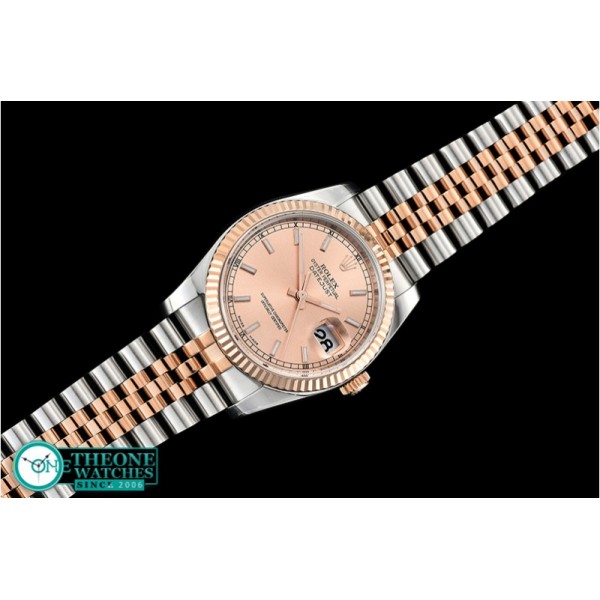 Rolex - Datejust 36mm Flt RG/SS Rose Gold/Stk ARF Asia SH3135