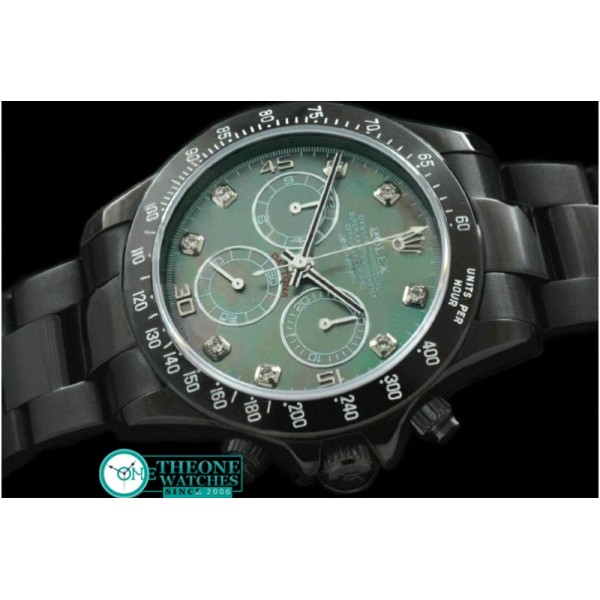 Rolex - PVD/PVD MOP Green Diam Asia 7750 Running Secs @ 6.00