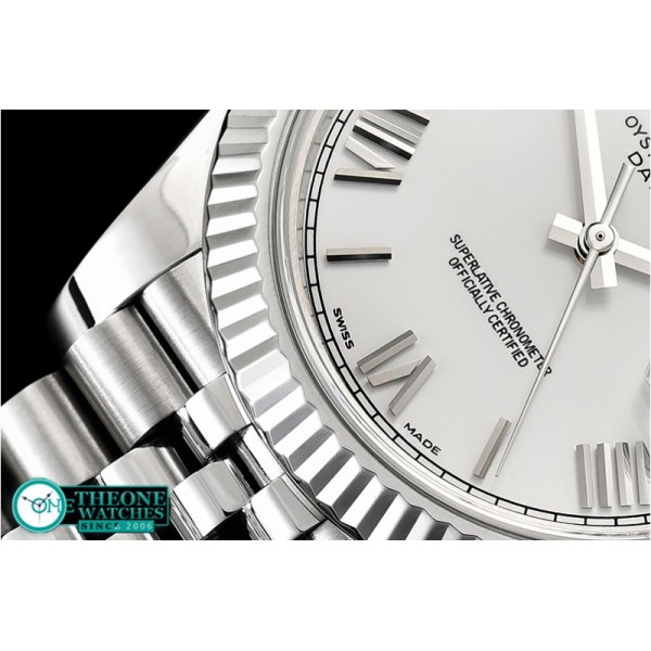 Rolex - DJ2 41mm Jub Flt SS/SS Pearl White/Roman Noob A3235