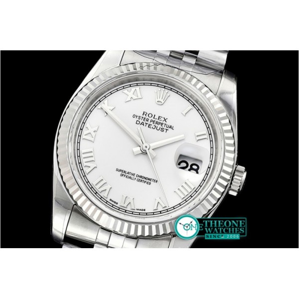 Rolex - DJ 36mm Jub Fluted SS/SS Wht Roman ARF A3135