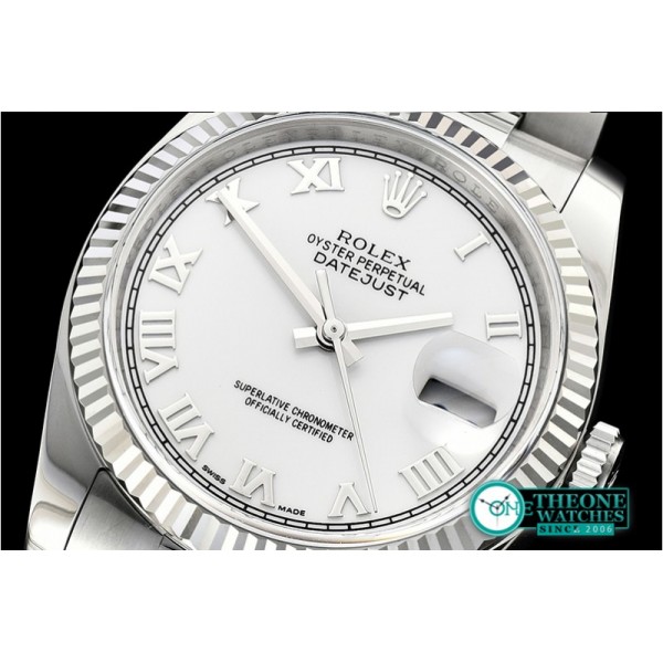 Rolex - DJ 36mm Oyst Fluted SS/SS Wht Roman ARF A3135