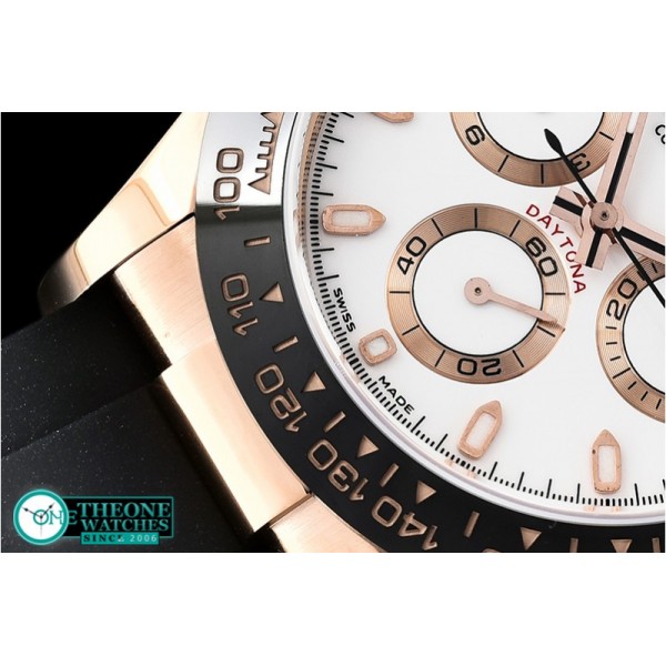 Rolex - Daytona 116515 CER/RG/RU Wht Noob Asia 4130 Mod