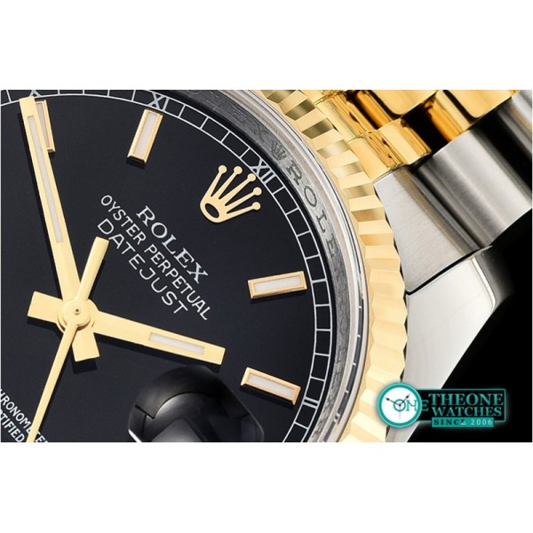 Rolex - Datejust 36mm Flt YG/SS Blk/Stk Jub ARF Asia SH3135