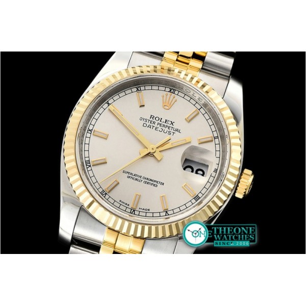 Rolex - Datejust 36mm Flt YG/SS S.Wht/Stk Jub ARF Asia SH3135