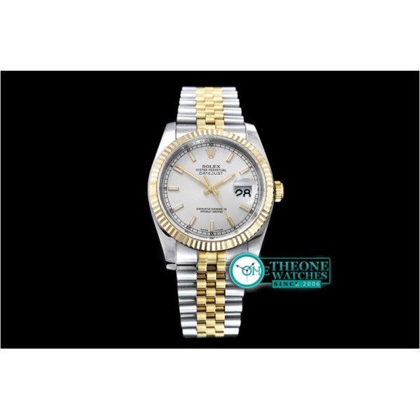 Rolex - Datejust 36mm Flt YG/SS S.Wht/Stk Jub ARF Asia SH3135